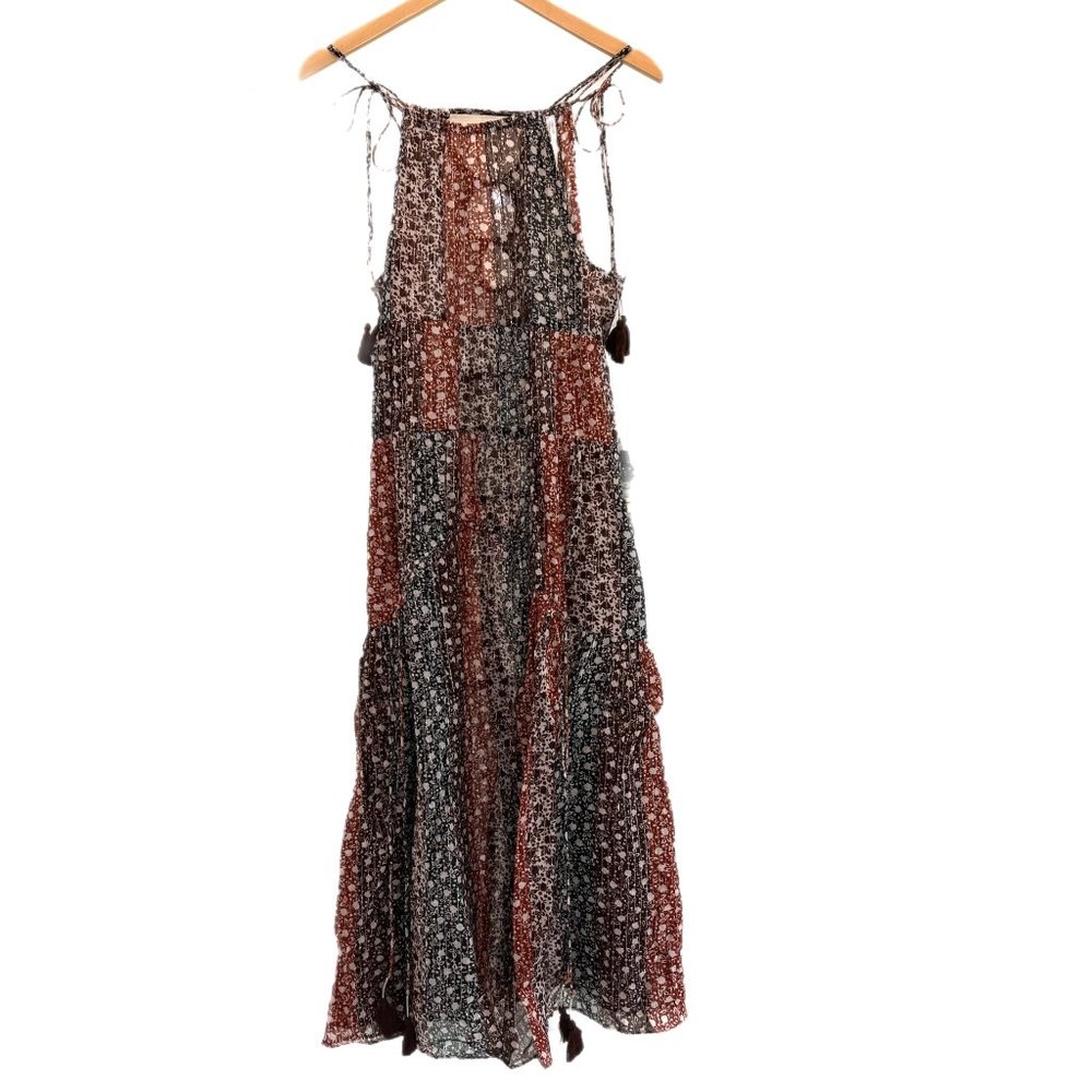 Anthropologie Shirred A-Line Tiered Dress in WIne NWT - Picture 10 of 10